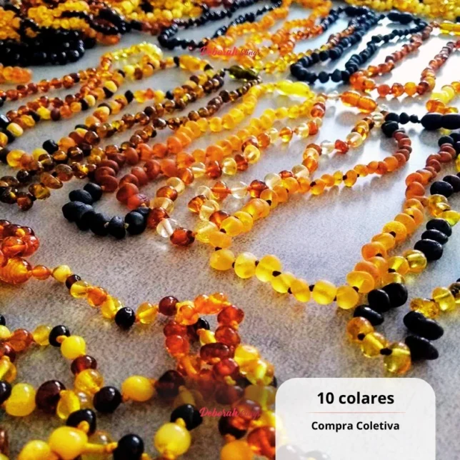 Kit 10 Colares de Âmbar Báltico Original Bebê Para Compra Coletiva Rateio